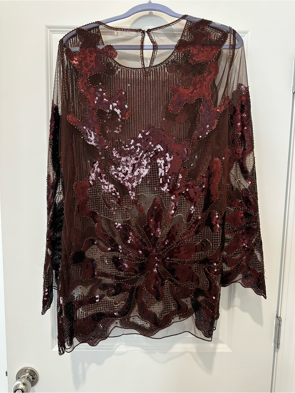 12th Tribe Amber Nights Cinnamon Beaded/Sequined Mesh Dress - Picture 2 of 5